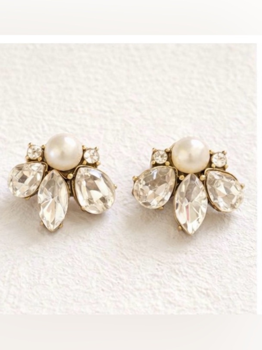 Vintage Pearl Crystal Statement Earrings Gold Bridal Glam